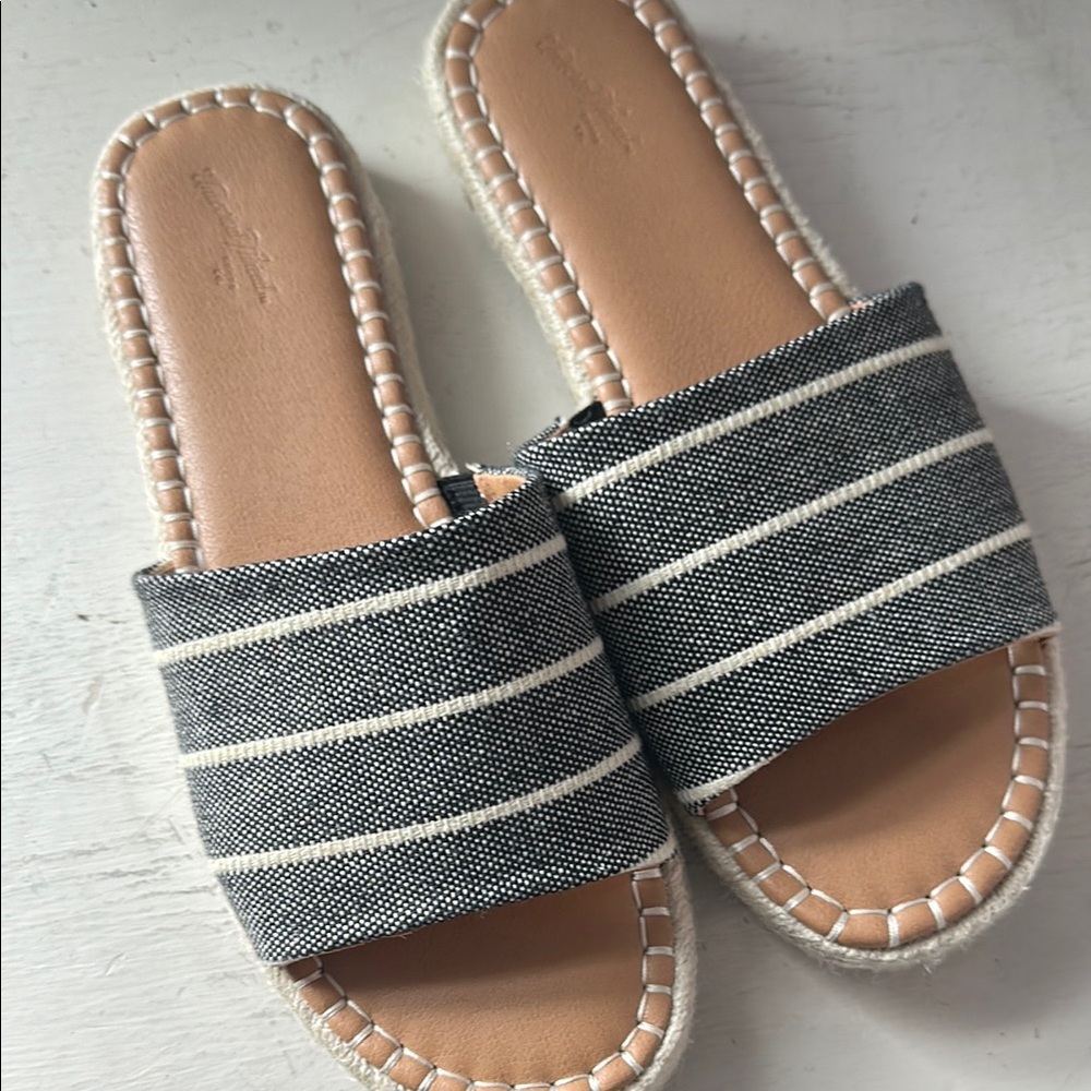 Striped Black and White Women's Slide Sandals